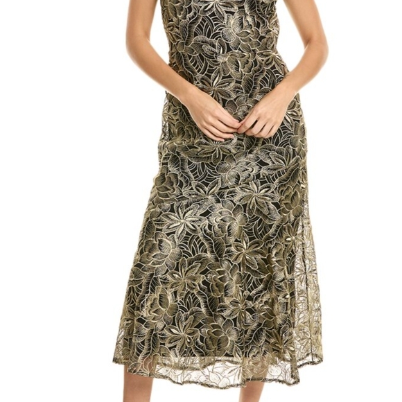 Sam Edelman Metallic Floral Lace Midi Dress - Picture 3 of 4